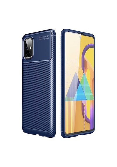 Coverzone Galaxy M51 İle Uyumlu Silikon Kılıf Kamera Korumalı Karbon Tpu Brimstone Ultra Slim Fit Delux Lacivert
