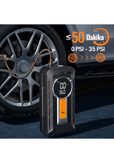 8000 Mah Akü Takviye & Hava Kompresörü 1000a Güç, 150 Psı Dijital Şişirme Cihazı