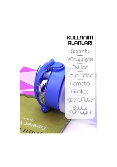 Su Matarası Tritan Geniş Ağız Su Şişesi Gradyan Spor Matarası Suluğu Bpasız 500 Ml Mavi 0109