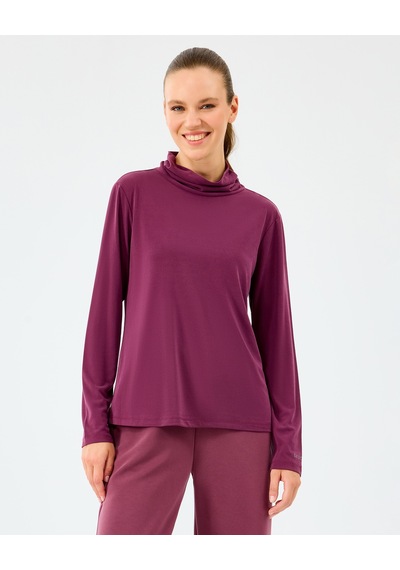 Skechers W Turtle Neck Longsleeve Softluxe T-shirt Kadın Bordo Tshirt S2520185-3877 Bordo