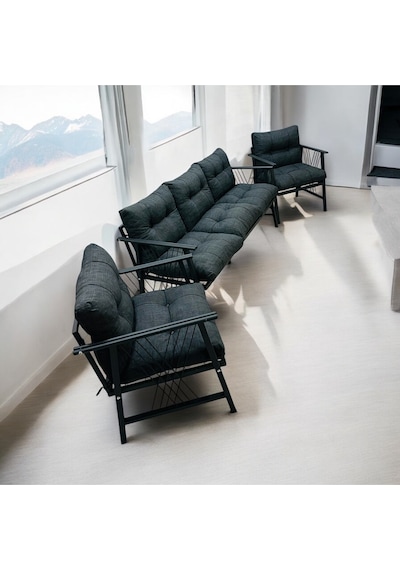 Lüx Bahçe Balkon Mobilyası , Koltuk Takımı , Cafe 3-1-1 Antrasit