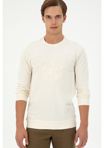U.S. Polo Assn. Erkek Regular Fit Bisiklet Yaka Krem Sweatshirt 50290582-VR071
