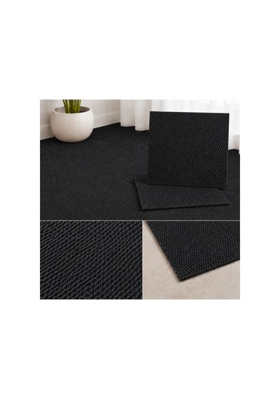 Karo Halı Modüler Yer Halısı Ev Ofis Oda Salon Koridor Antre Zemin Kaplama 50x50 Cm Siyah