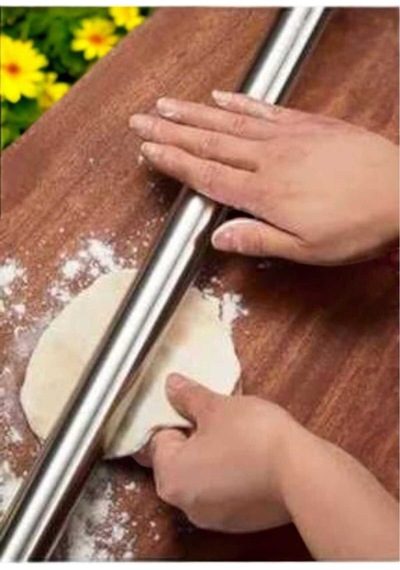 1adet 60cm Masterchef Alüminyum Paslanmaz Metal Oklava Seti Hamur Açma Aparatı Sofra Mutfak Metal