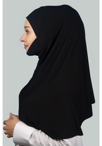 Altobeh Hazır Türban Peçeli Pratik Eşarp Tesettür Nikaplı Hijab - Namaz Örtüsü Sufle (XL) - SİYAH