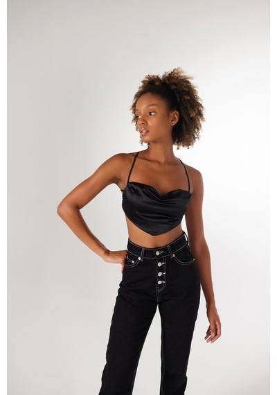 Holly Lolly Shery Crop Siyah