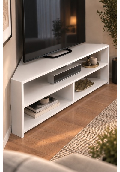 Sulorahome Beyaz Köşe Tv Ünitesi 140 Cm Sulorahome Beyaz Köşe Tv Ünitesi 140 Cm