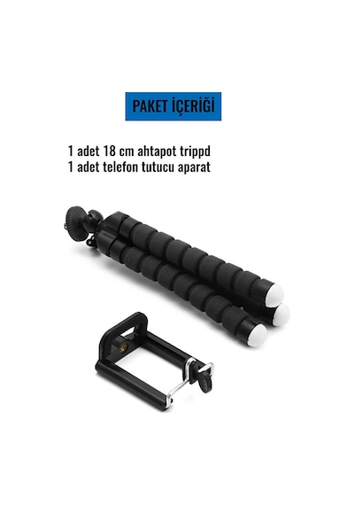 18 Cm Süngerli Ahtapot Tripod Telefon Tutucu Aparat