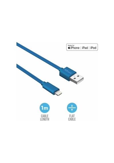 Trust 20128 Flat Lightning Kablo 1 M Mavi