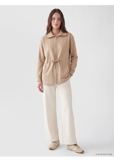 Lcw Modest Bej Soft Touch Kadın Fermuarlı Sweatshirt