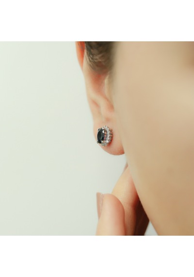 Lova Pırlantalı Oval Safir Anturaj Küpe -  3040014