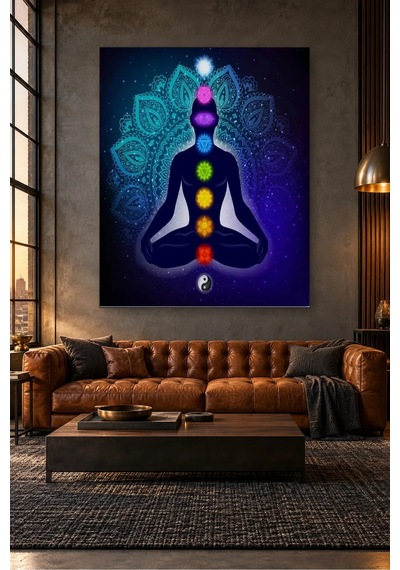 Fida Mandala Fonda Yedi Çakra Meditasyonu Canvas Tablo Çok Renkli