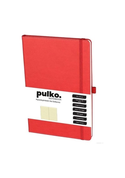 Pulko Notebook Not Defteri, 16x24cm, Termo Deri, 224 Sayfa, Çizgili, 041, Kırmızı