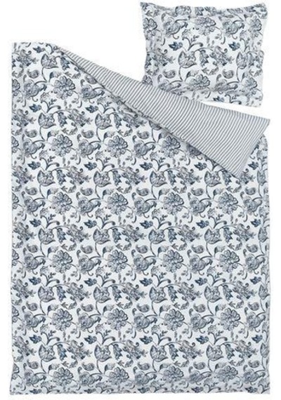Tek Kişilik Nevresim Takımı 150x200/50x60 cm MeridyenDukkan Beyaz-Mavi Çiçek Desen-Çarşafsız