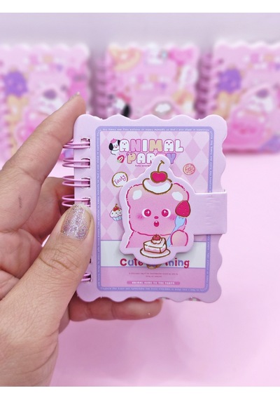 Animal Party Cırtlı Cep Boy Sevimli Mini Not Defteri 7x8 Cm - Tasty