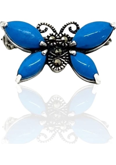 Oya Silver Gümüş Kelebek Broş 834583852 Mavi