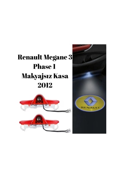 Renault Megane 3 Phase 1 Makyajsız Kasa 2012 Uyumlu Kapı Altı Led Aydınlatma 3 Boyutlu Logo Lazer Işık Geçmeli 2li Set
