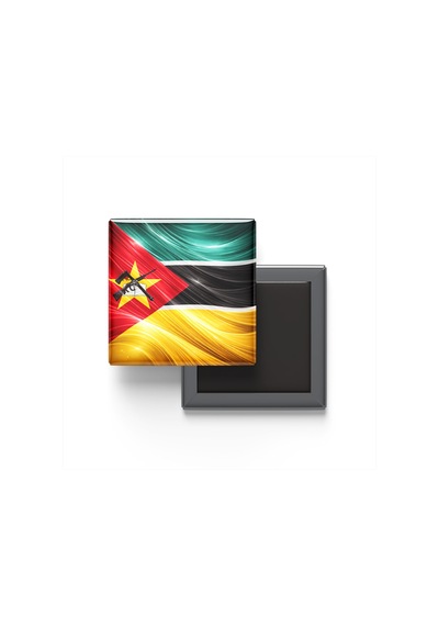 9x9 Cm Buzdolap Magnetleri - Mozambik Bayrağı Ve Posta Pulu Tema - 2'li Set Magneti