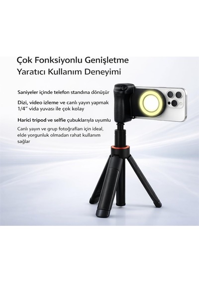 Cep Telefonu Selfie Işığı Bluetooth Shutterlı, Type-c Şarjlı, 750mah Bataryalı, Ayarlanabilir Dolgu Led Iş Diğer