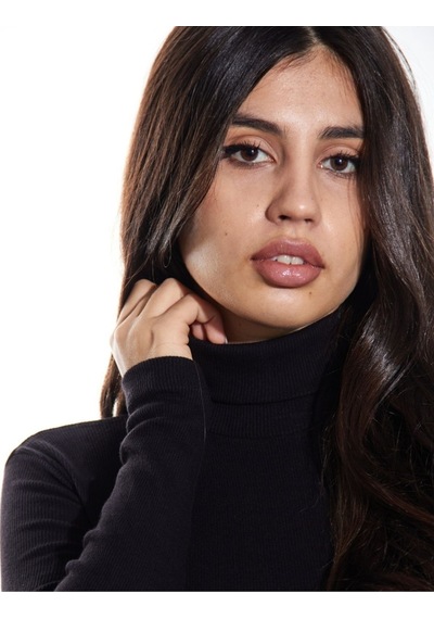 Alya Underwear Kaşkorse Tam Boğazlı Body Sweatshirt, Fitilli Kumaş, Likralı, Gül Kurusu SIYAH