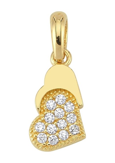 Goldkupe 14 Ayar Kalp Taşlı Altın Kolye Ucu 0,66 Gr-3237
