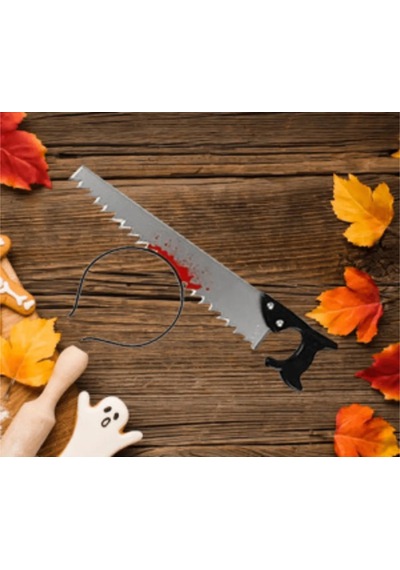 Kafaya Geçen Testere Taç Halloween Partisi Cadılar Bayramı Tacı Sıçramış Kan Ve Akan Kan Detaylı Şaka Diğer