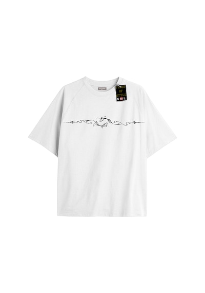 Flood Of Style Beyaz Oversize T-shirt Balıklar Özel Tasarım