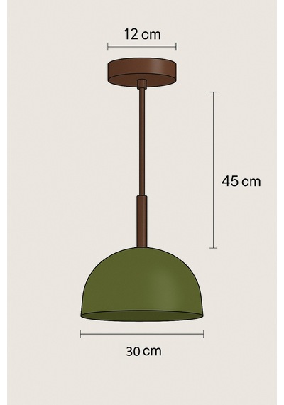 Verde Dome Sarkıt Lamba Sarkıt Lamba-avize - Modern Endüstriyel Mufak Hol Cafe Salon Avize Haki Yeşil