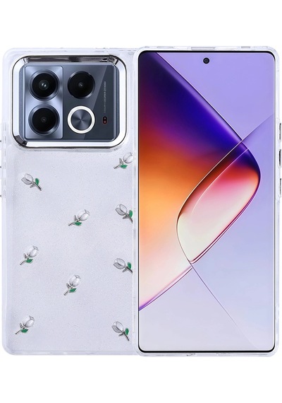 İnfinix Note 40 4g Kılıf Airbag Tasarımlı Simli Şeffaf Zore Kutup Kapak Lale