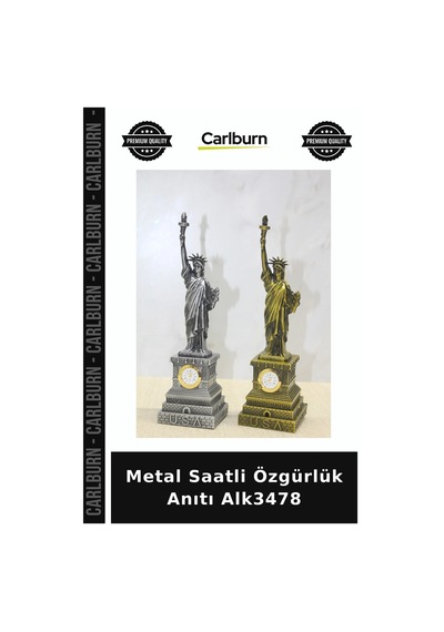 Özel Üretim Dekoratif Hediyelik Masa Üstü Oturma Odası Metal Saatli Özgürlük Anıtı Alk3478 Çok Renkli