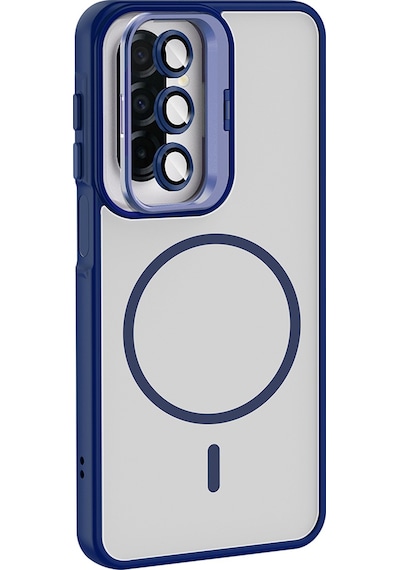 Galaxy Uyumlu A17 Kılıf Standlı Ve Kamera Lens li Mkst Etro Kapak - Gri Gri