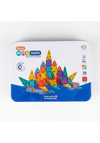 Magnet Yapı Mini Blok Seti 78 Parça Metal Kutulu - 3 Boyutlu Eğitici Stem Seti