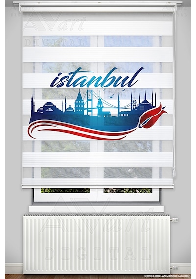 İstanbul Baskılı Zebra Stor Perde - Dijital Baskılı Zebra Perde Çok Renkli