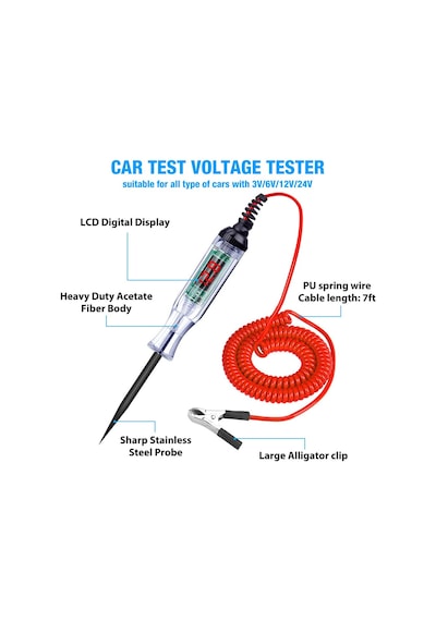 Araç Voltaj Test Cihazı Dijital Devre Kontrol Kalemi 3v - 92v 1a - Dijital Ekran Test Kalemi - Devre Test Cihazı
