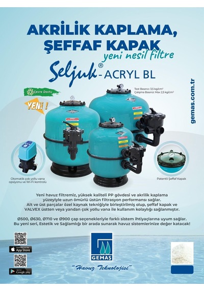 Selçuk Acryl Bl Ø900mm Yüksek Hızlı Havuz Kum Filtresi