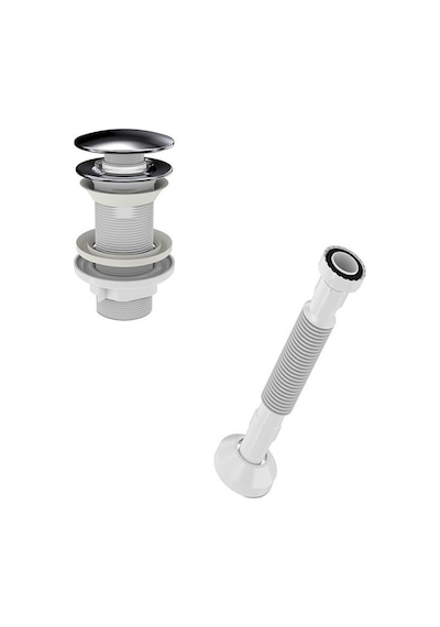 İzYapı Çelik Kapaklı Koku Önleyici Basmalı Aç Kapa Lavabo Sifonu Beyaz