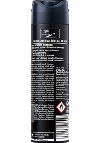 Nivea Men Deep Dimension Dark Wood Aktif Karbon Erkek Sprey Deodorant 3 x 150 ML