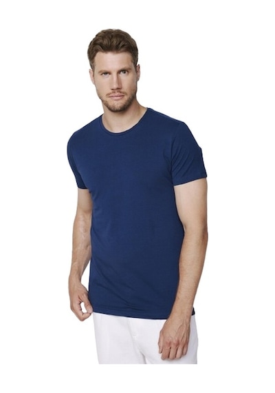 Tudors 27633 Slim Fit Bisiklet Yaka Düz Basic Kısa Kol Erkek Tişört - Lacivert
