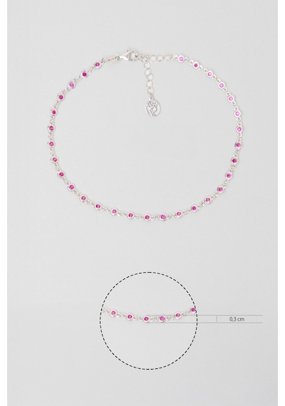 Lavinya 18 Ayar Beyaz Altın Kaplama 25 Cm Gümüş Hal Hal Pembe