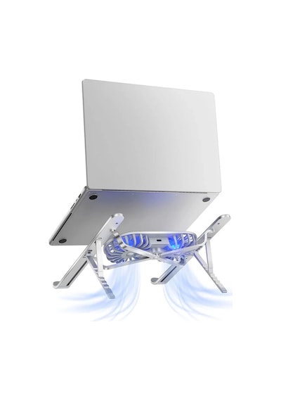 Alüminyum Katlanır Fanlı Taşınabilir Laptop Apple Uyumlu MacBook Notebook Soğutucu Yükseltici Tutucu Stand