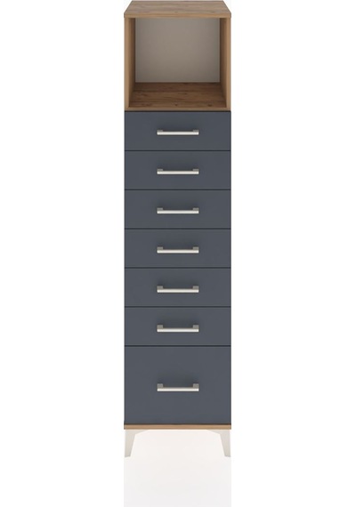 Hyperion Dolap Tek Raflı 7 Çekmeceli 44x44x182 Çam-antrasit Çam