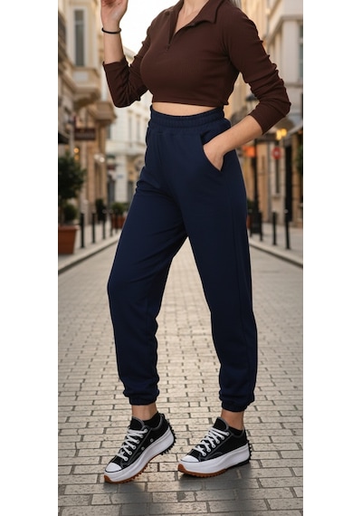 Bky Kadın Lacivert Yüksek Bel Jogger Eşofman
