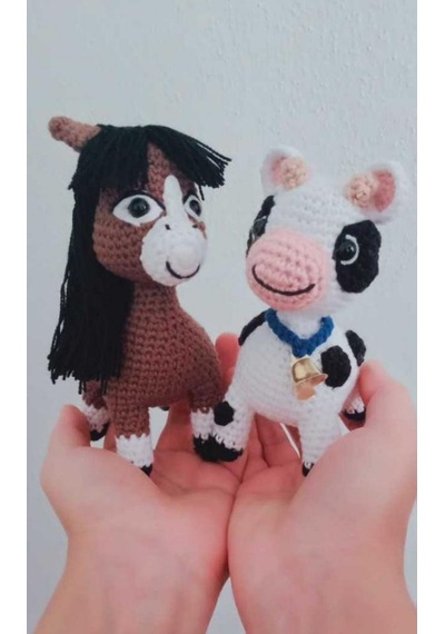 Amigurumi Doru Atı Ve Sevimli İnek Buzu Minik Oyuncaklar