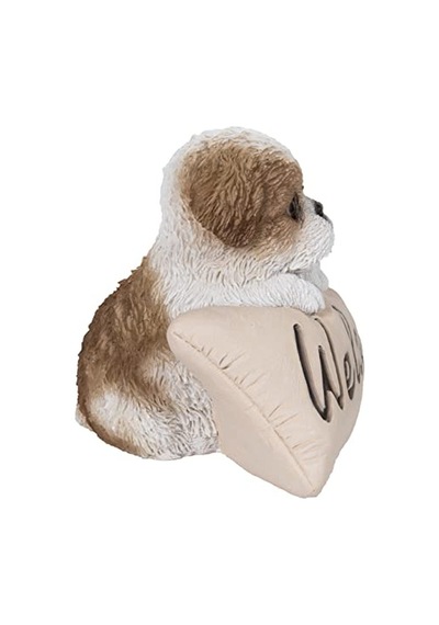 Gift Ltd Shi Tzu Yavru Köpek Hoş Geldiniz İşaretli - Kahverengi Ve Beyaz Heykel Diğer