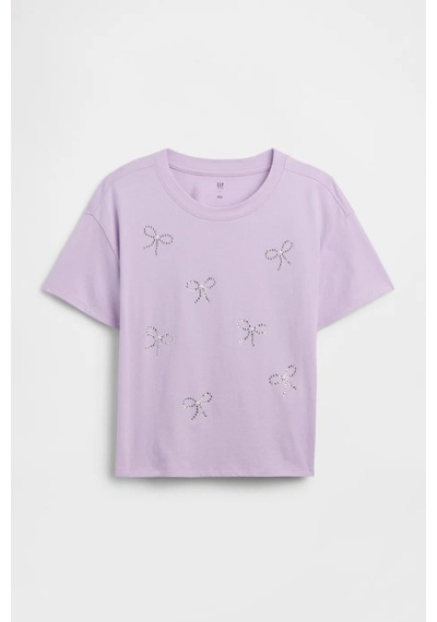 Gap Kız Çocuk Oversized Grafik Baskılı Lila T-shirt-14320