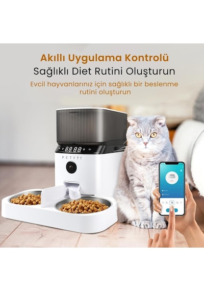 Petfit Autodine X Plus 5l Wi-fi Kameralı Çift Kase Akıllı Otomatik Kedi Köpek Mama Kabı Besleme Ünitesi Sesli Ko