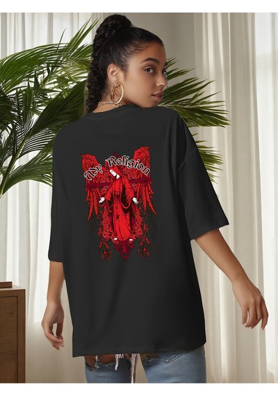 Uyguntarz Unisex My Regilion Tasarım Basklı Tshirt Siyah