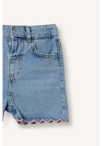 Defacto Nakışlı Jean Açık Mavi Şort Kız Bebek H9573a526hsnm39 Mavi-nm39