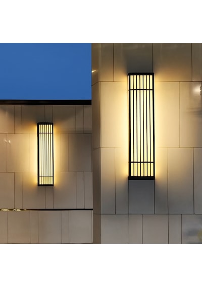 Arge Aydınlatma Izgaralı Dış İç Mekan Duvar Aplik Aydınlatma Modeli 55x15x12 Siyah