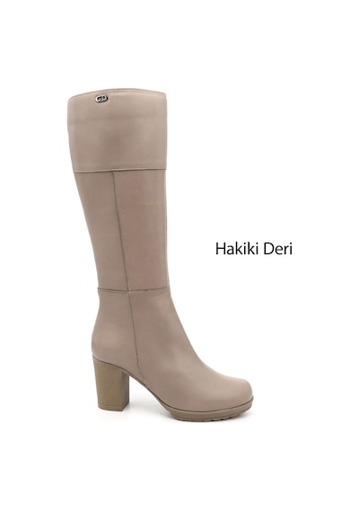 Gönderi(R) Gönderi R Kadın Bej Fermuarlı Kalın Topuklu Hakiki Deri Çizme Gkzc13444602 Bej